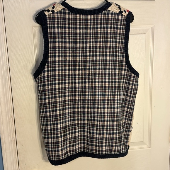 Vintage Marisa Christina Hand Knit Alphabet American Flag Sweater TeacherVest  S - Picture 6 of 10